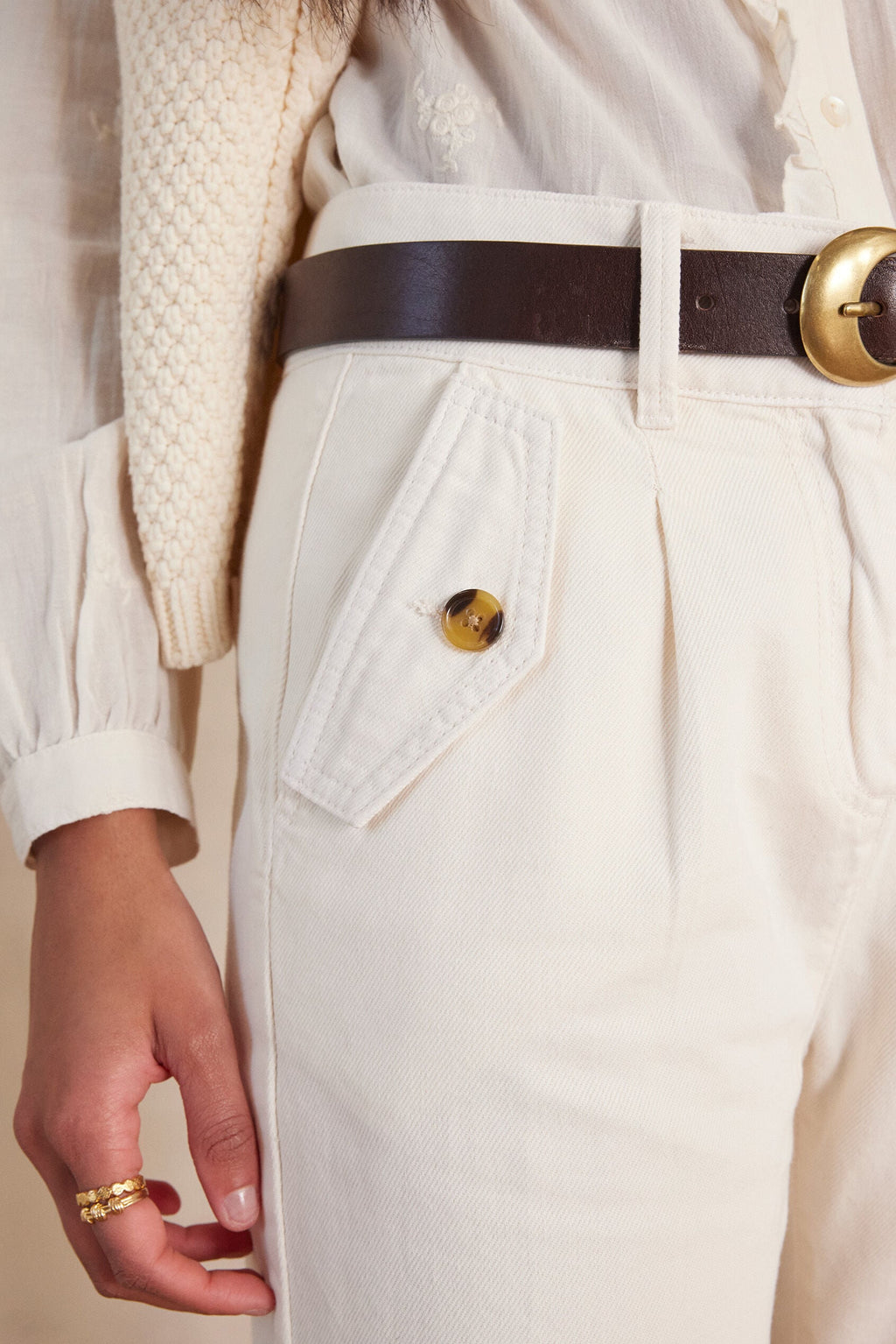 Mateo Garment-Dyed Trousers - Cream