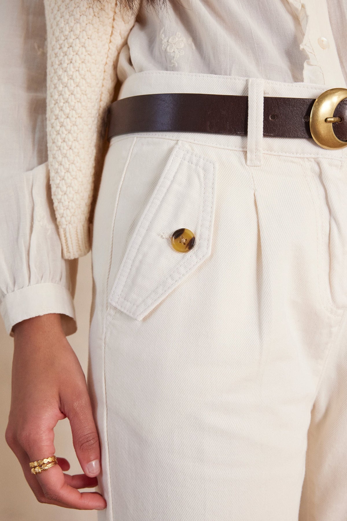 Mateo Garment-Dyed Trousers - Cream
