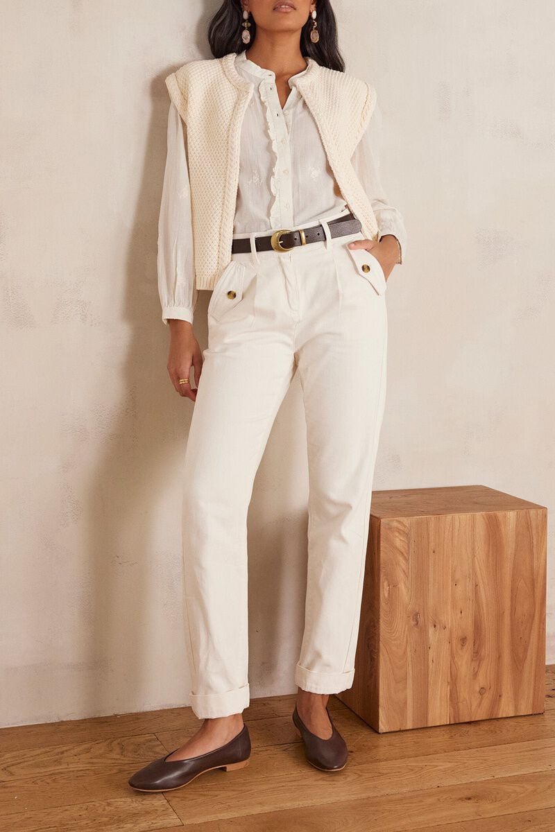 Mateo Garment-Dyed Trousers - Cream