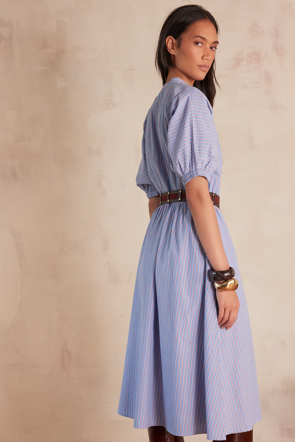 Flou Cordelia Rayée - Bleu Moyen