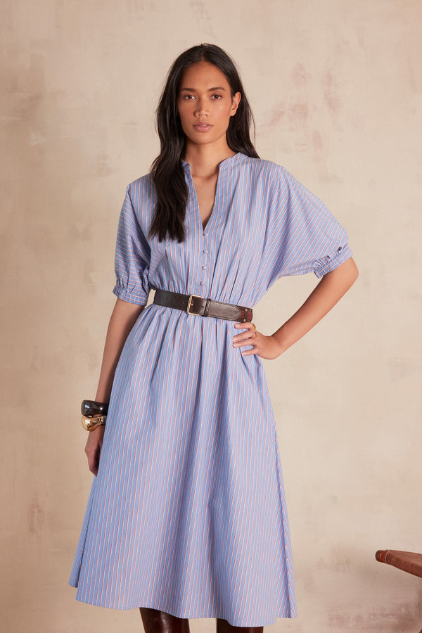 Fluido Cordelia a Righe - Blu Medio