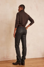 Anette Coated Trousers - Black