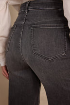 Lisa Wide-Leg Denim Trousers - Mouse Grey