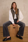 Lisa Wide-Leg Denim Trousers - Mouse Grey