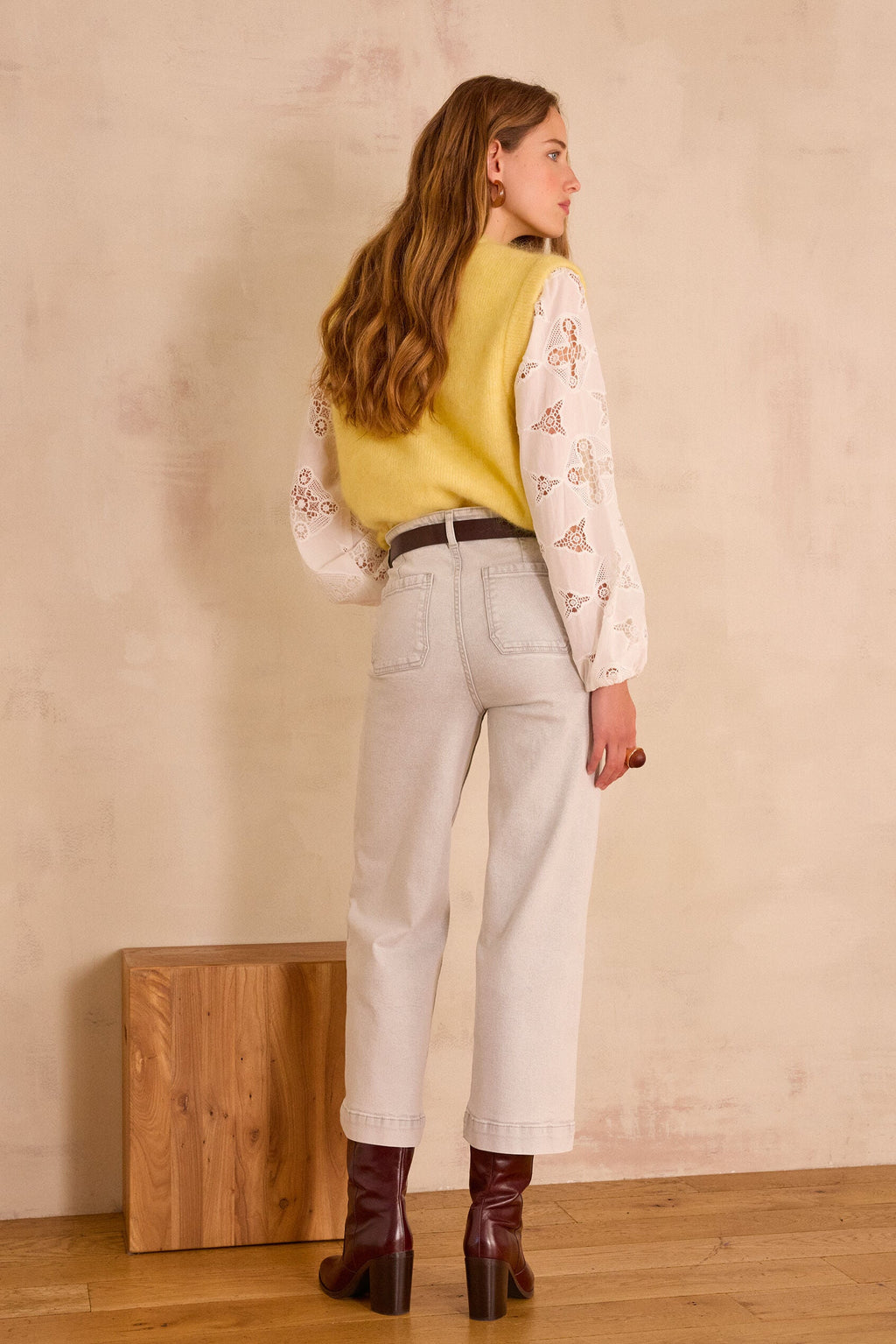 Léa Cropped Denim Trousers - Mouse Grey