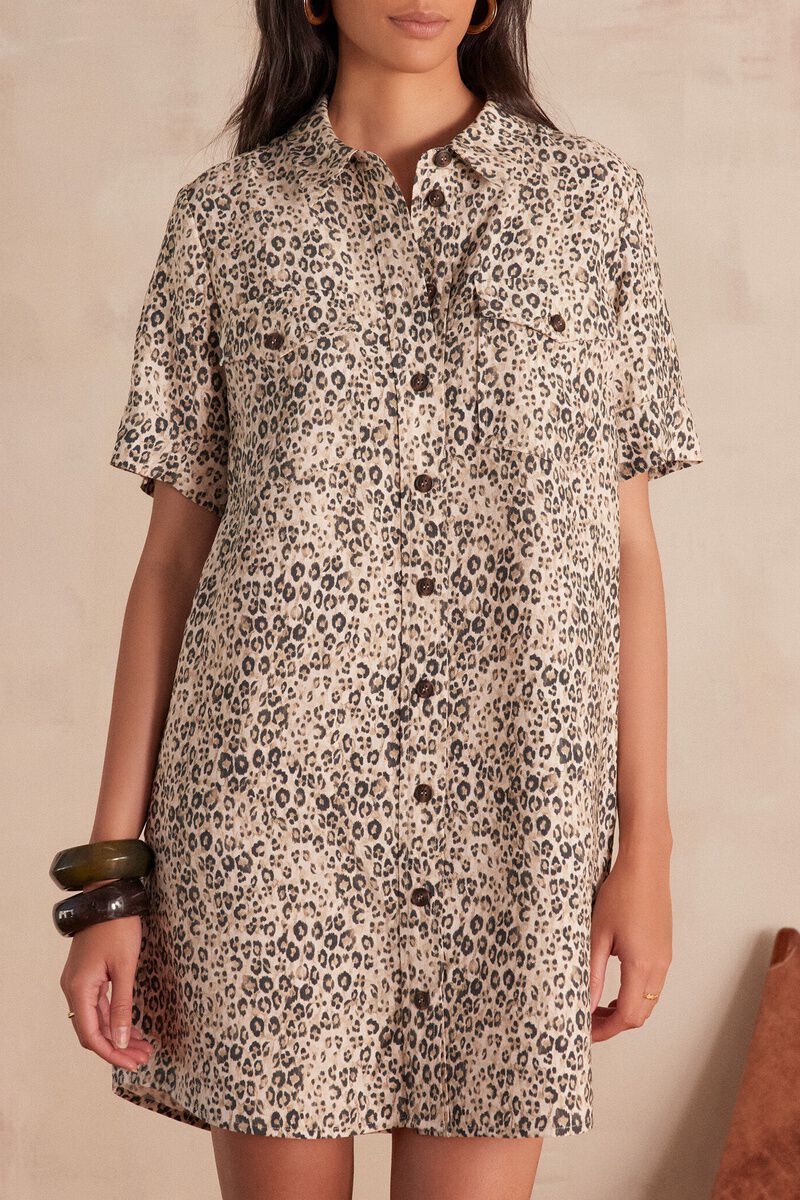 Rosemary Print Floaty Dress - Natural