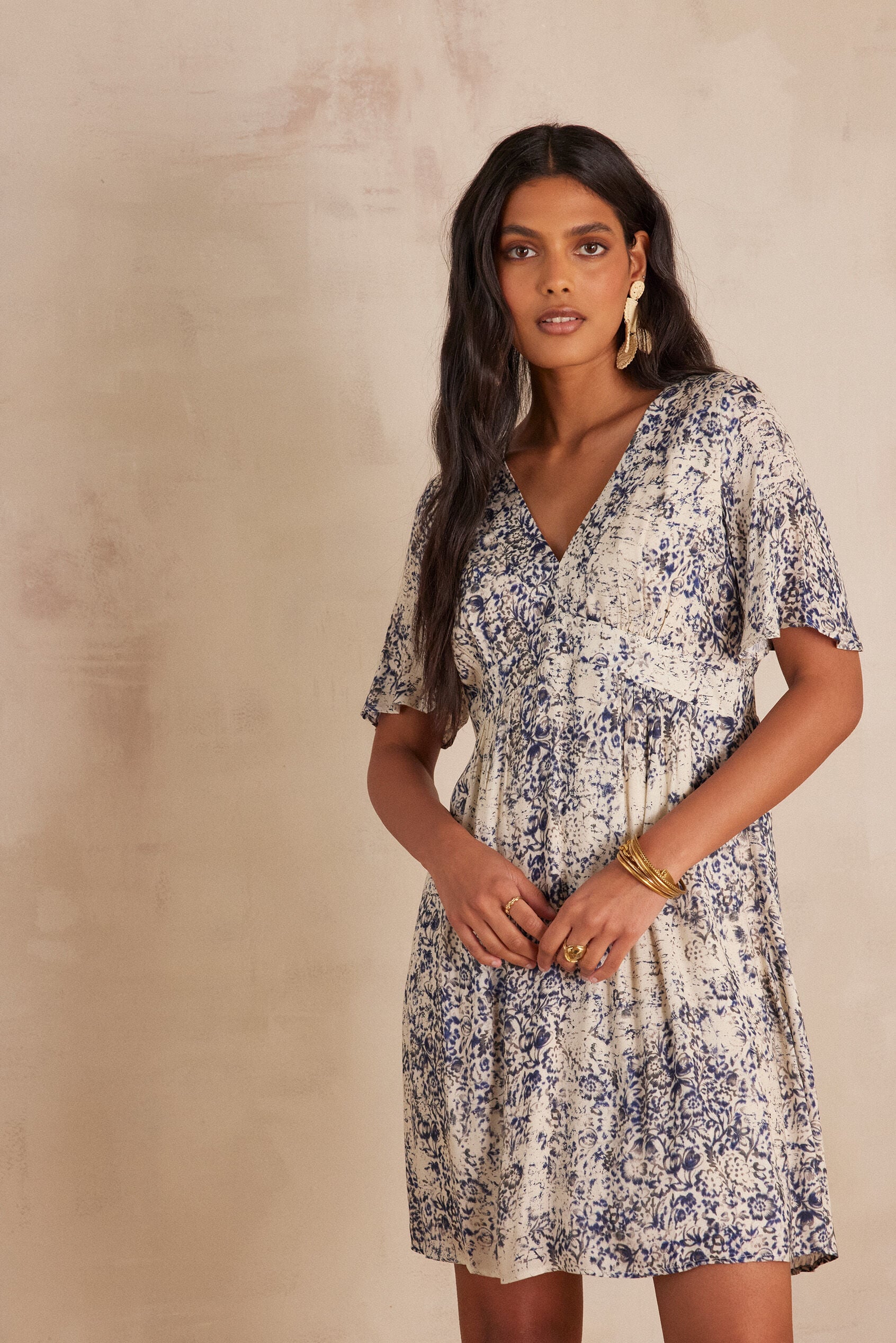 Rosalia Printed Floaty Dress - Blue
