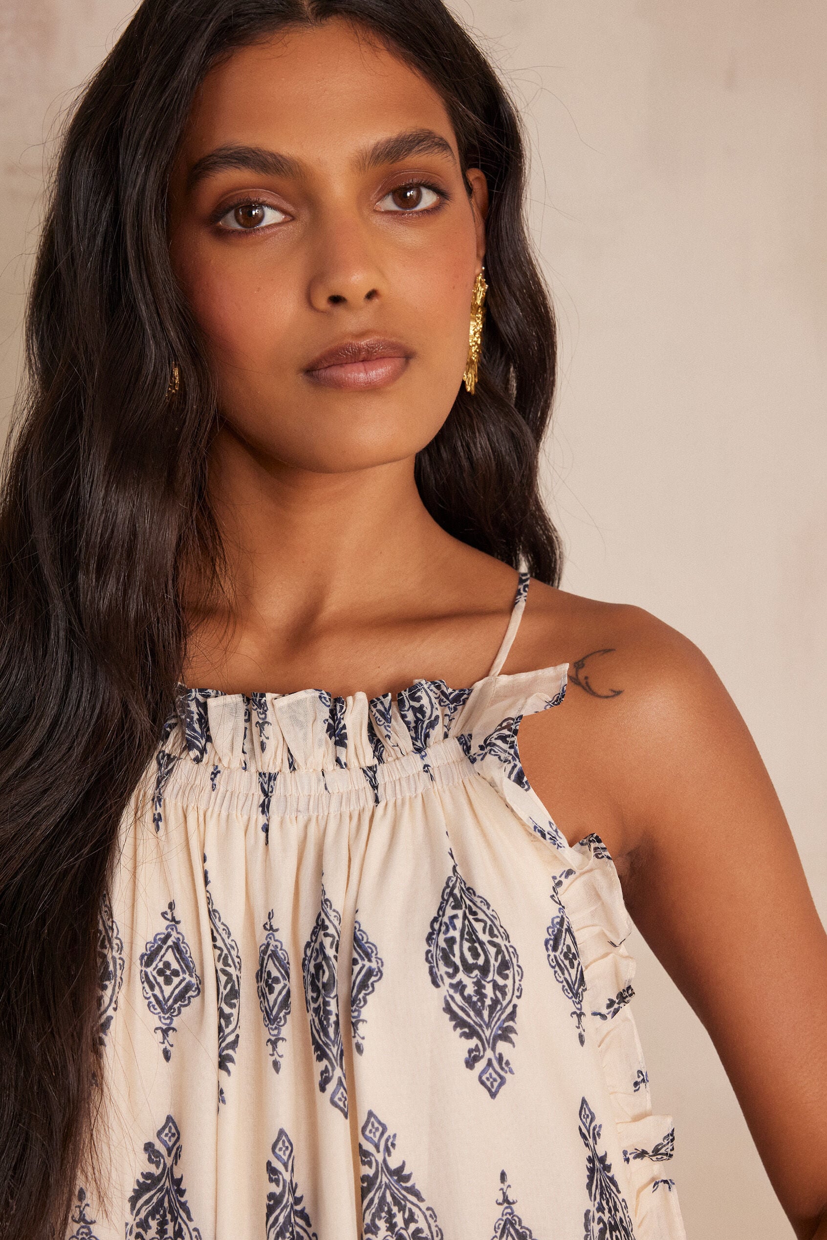 Flowing Roseline Print - Blue