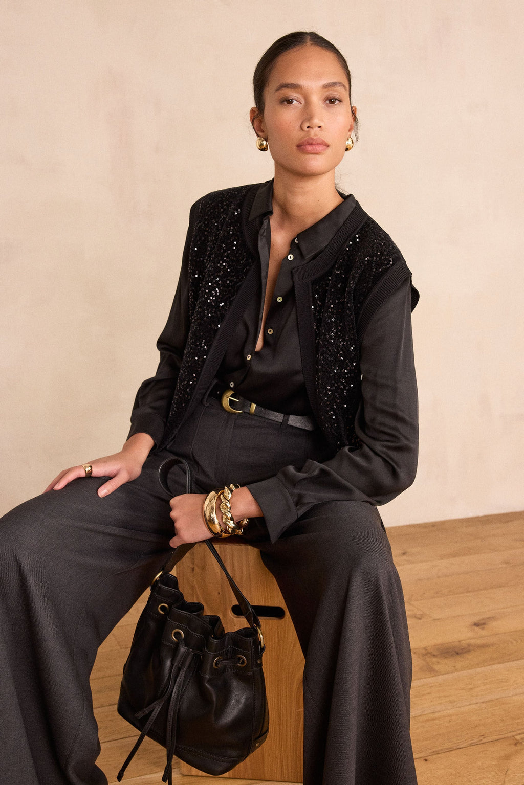 Becka Waistcoat/Cardigan - Black