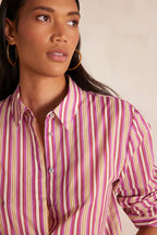 Colette Striped Blouse - Dark Fuchsia