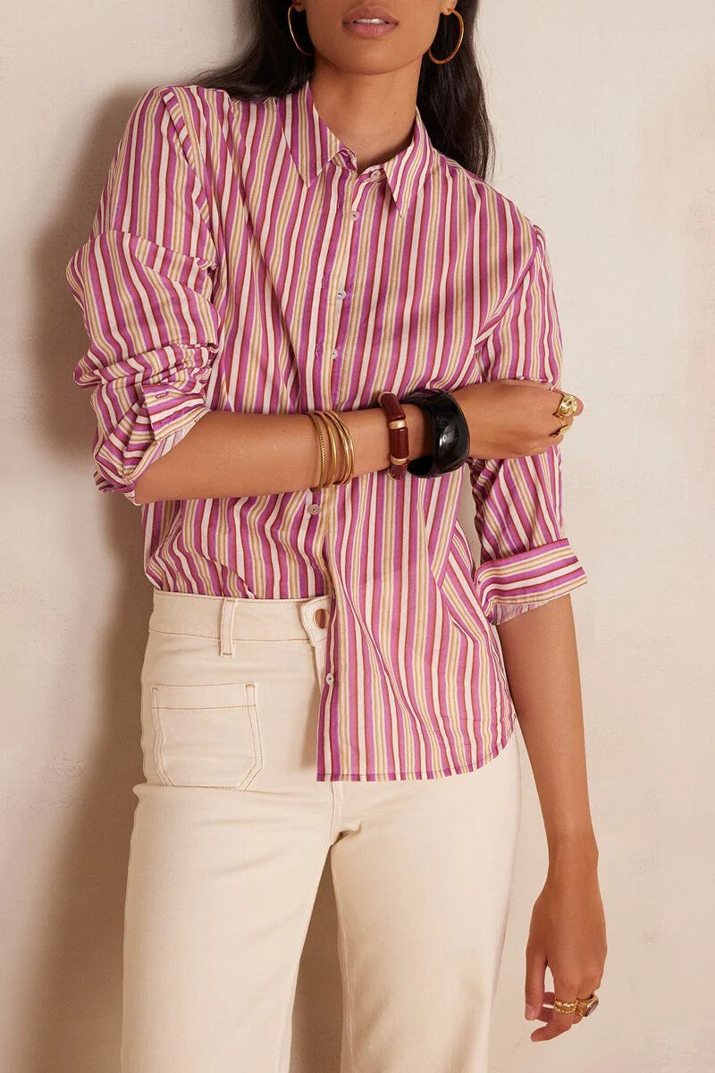 Colette Striped Blouse - Dark Fuchsia