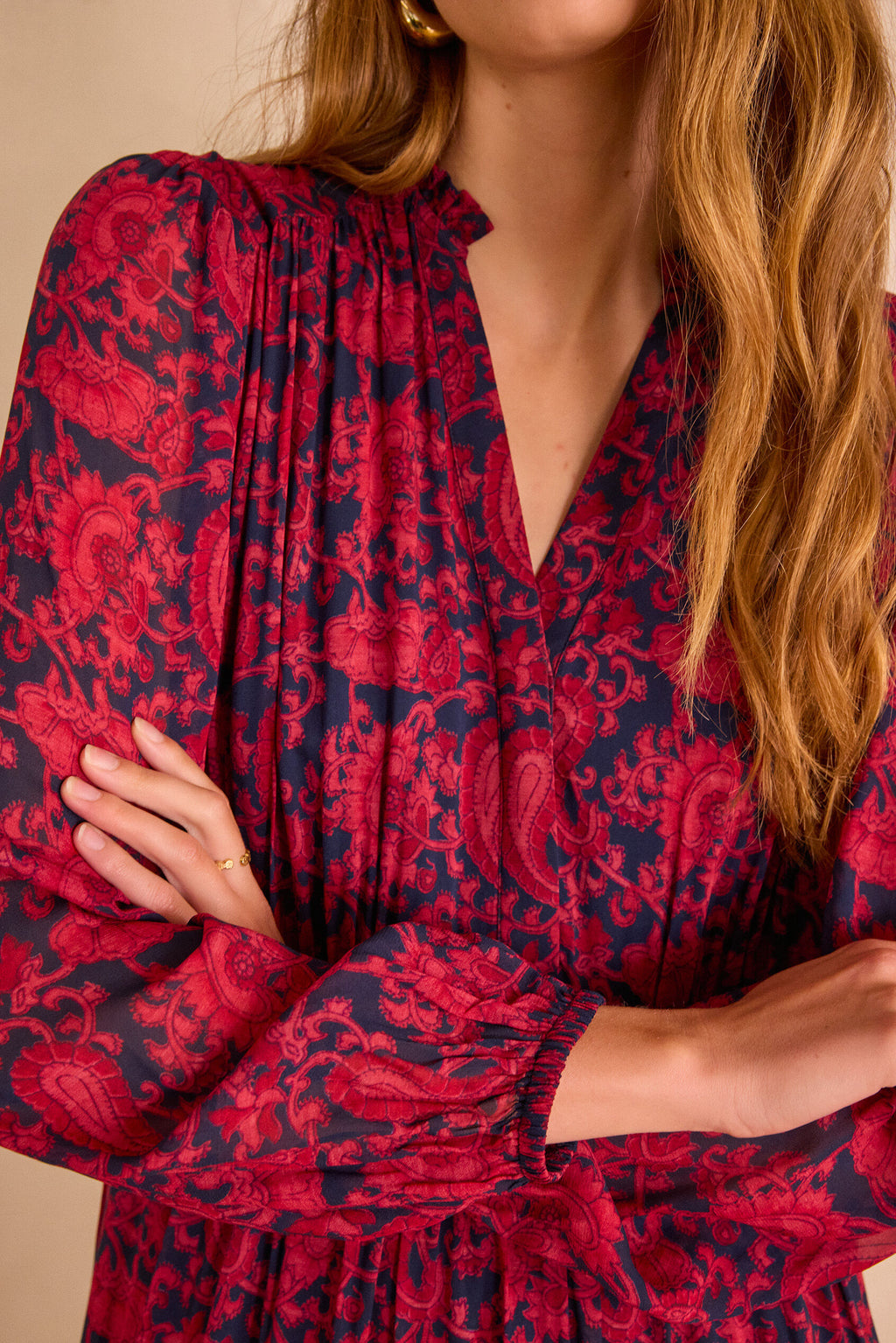 Flowing Rania Printed - Bordeaux