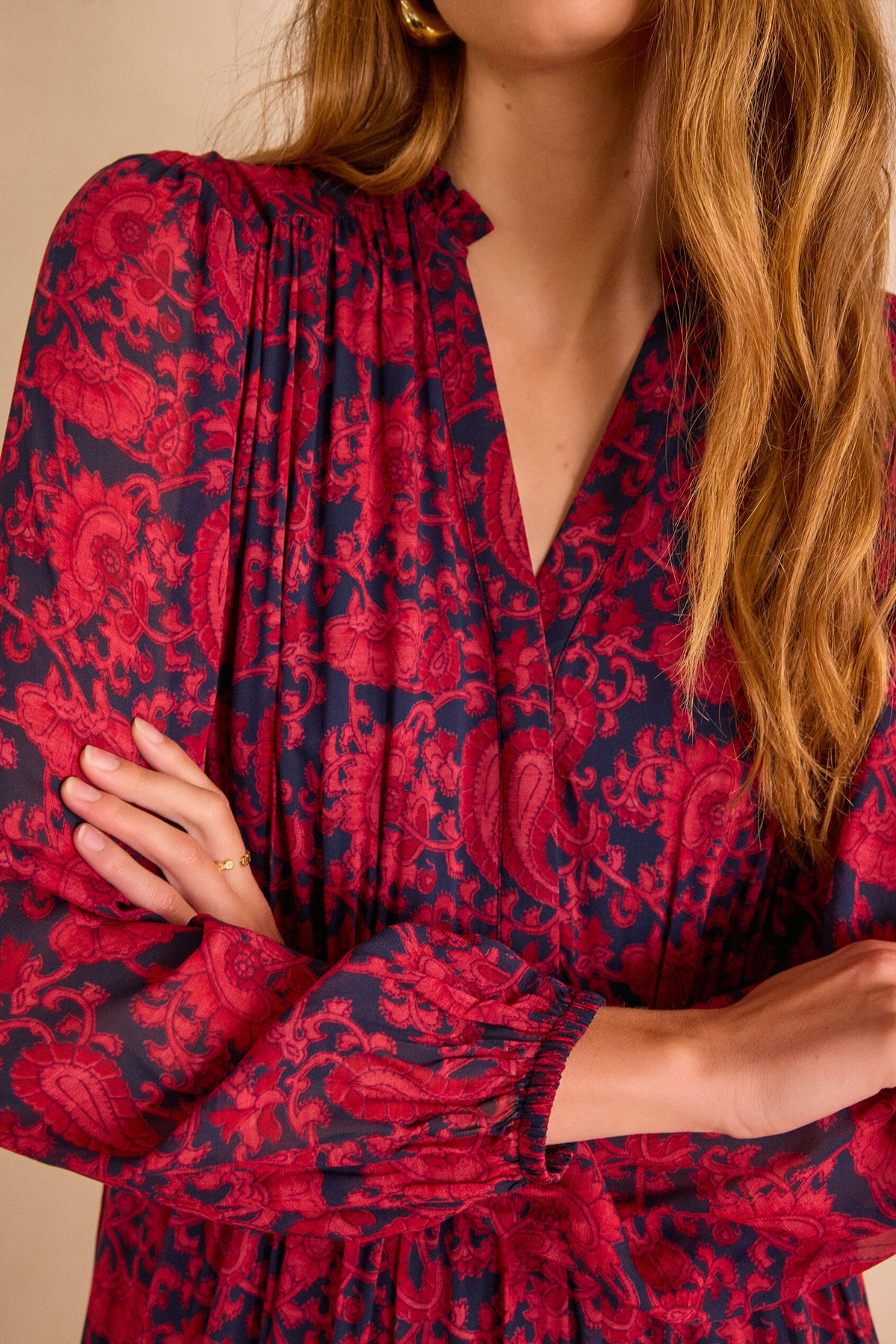 Flowing Rania Printed - Bordeaux