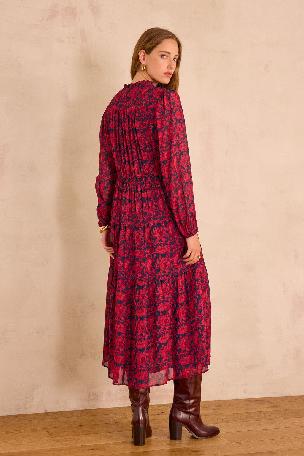 Flowing Rania Printed - Bordeaux
