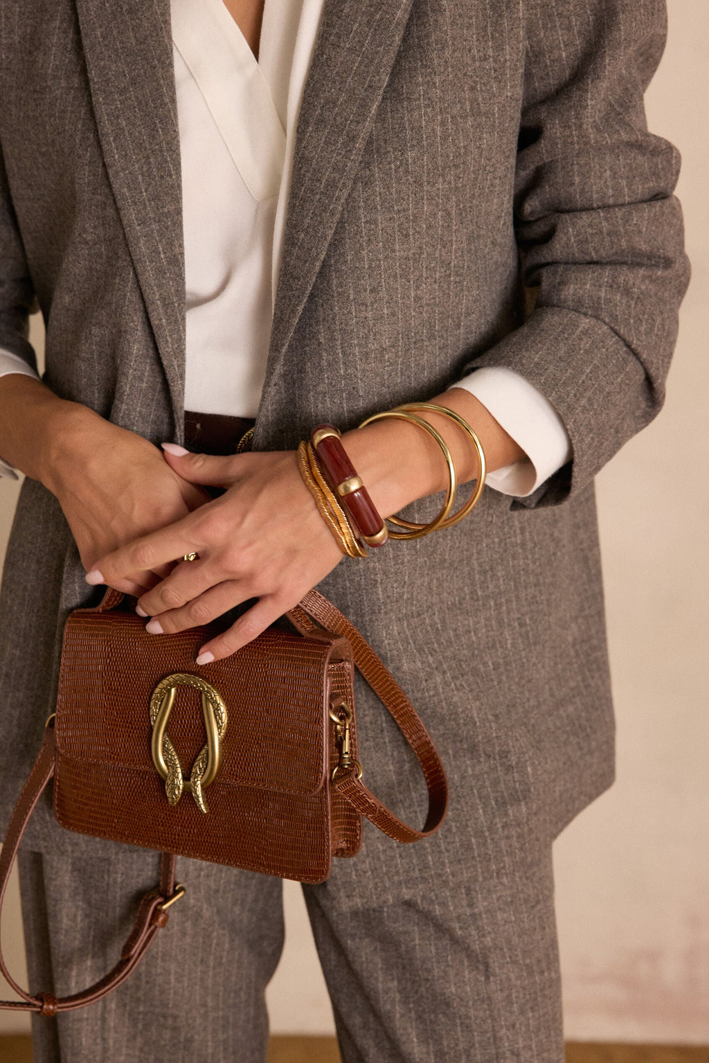 Nélia Striped Jacket - Light Taupe