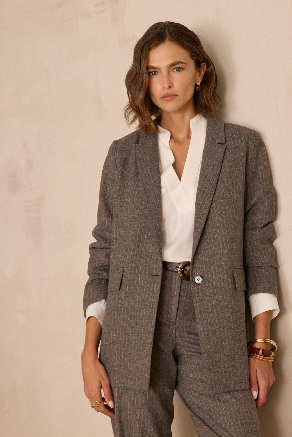 Nélia Striped Jacket - Light Taupe