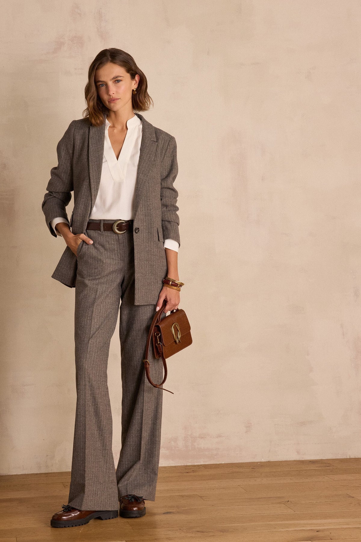Ferguson Striped Trousers - Light Taupe