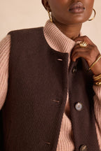 Paige Fringed Cardigan - Chocolate