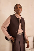 Paige Fringed Cardigan - Chocolate