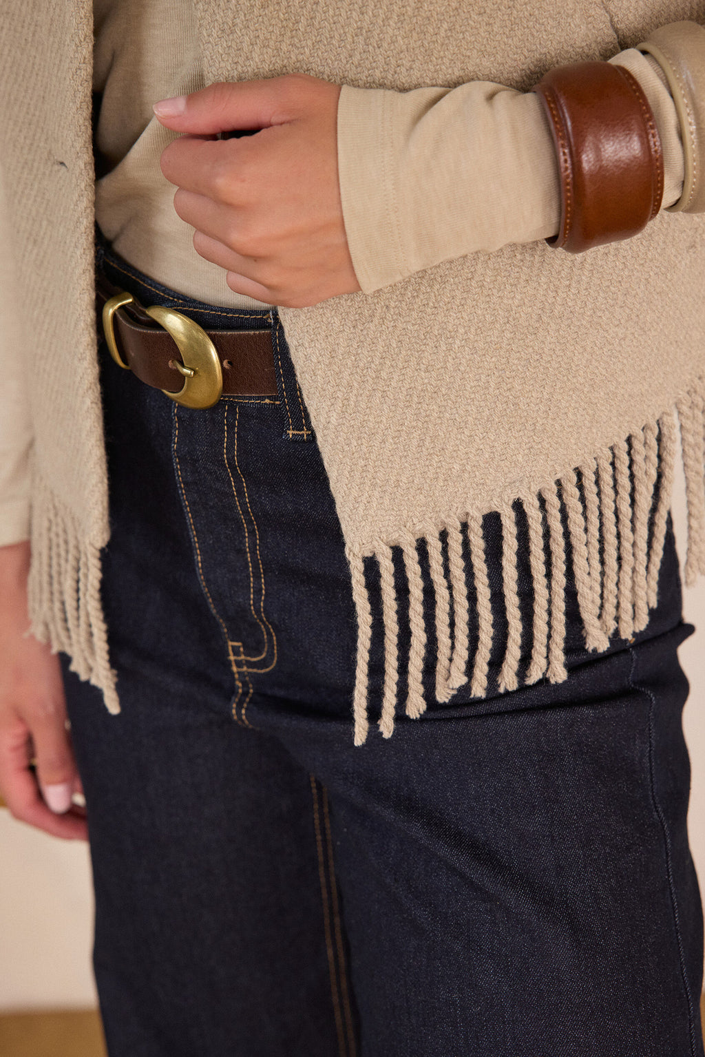 Gilet Paige Franges - Taupe Clair