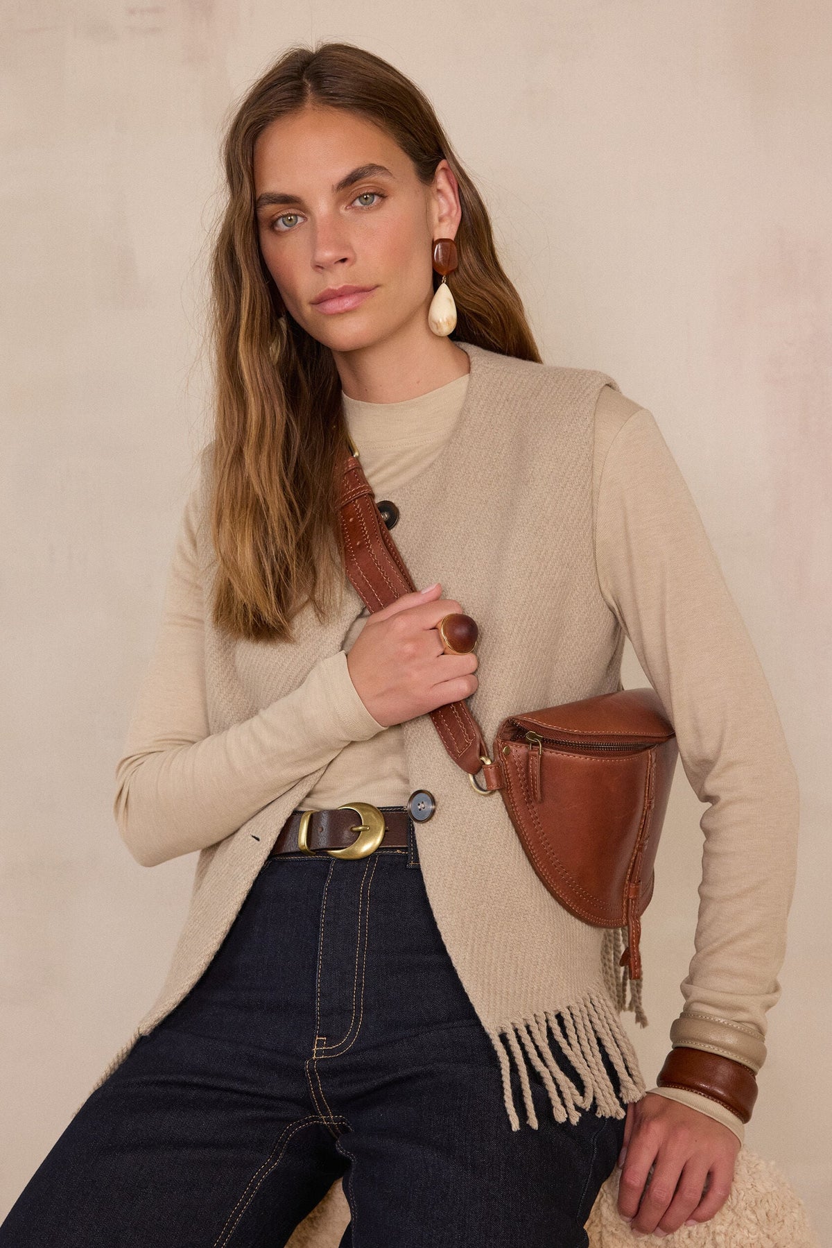 Gilet Paige Franges - Taupe Clair