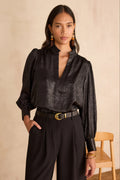 Beth Foil Blouse - Black