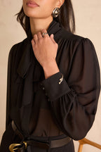 Spirit Tie-Neck Blouse - Black