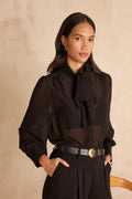 Spirit Tie-Neck Blouse - Black
