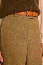 Maxence Herringbone Trousers - Olive
