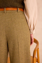 Maxence Herringbone Trousers - Olive