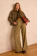 Maxence Herringbone Trousers - Olive