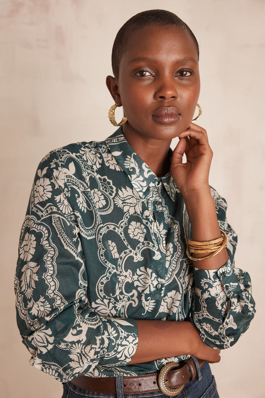 Colette Printed Blouse - English Green