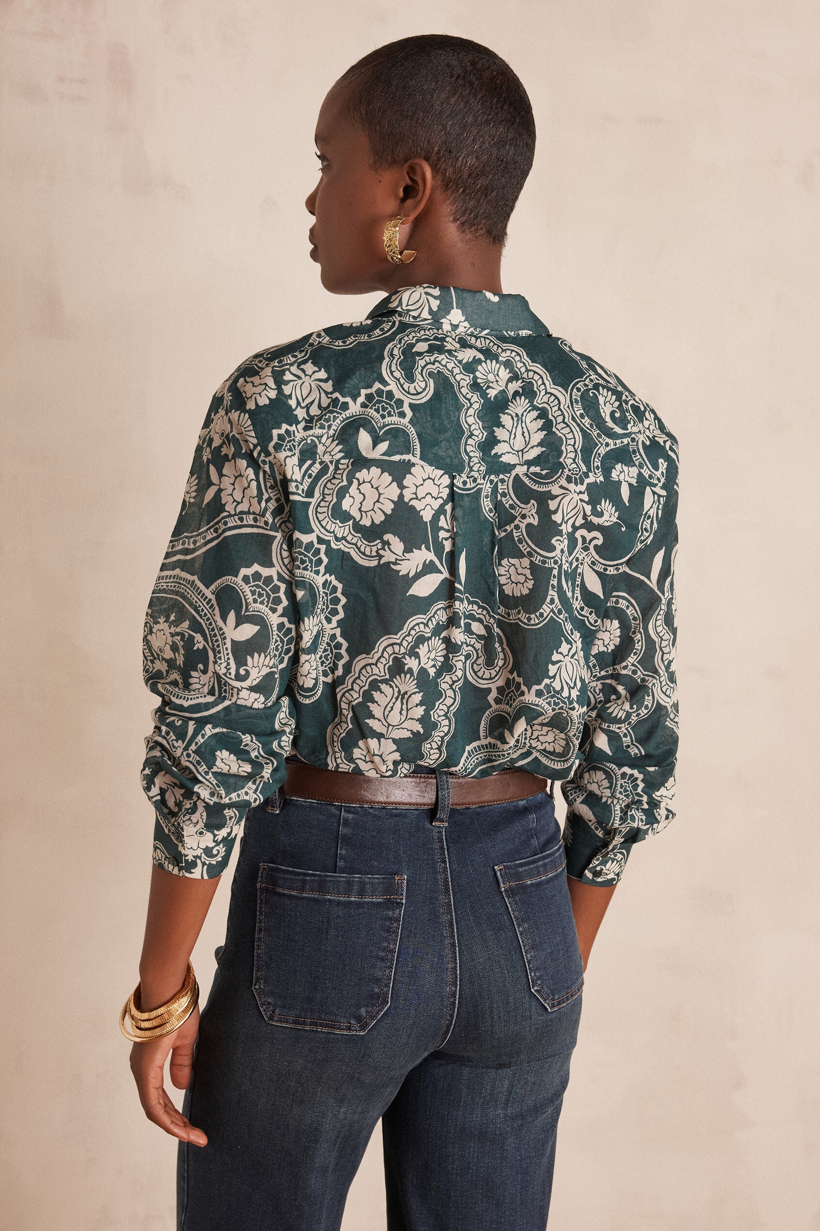 Colette Printed Blouse - English Green