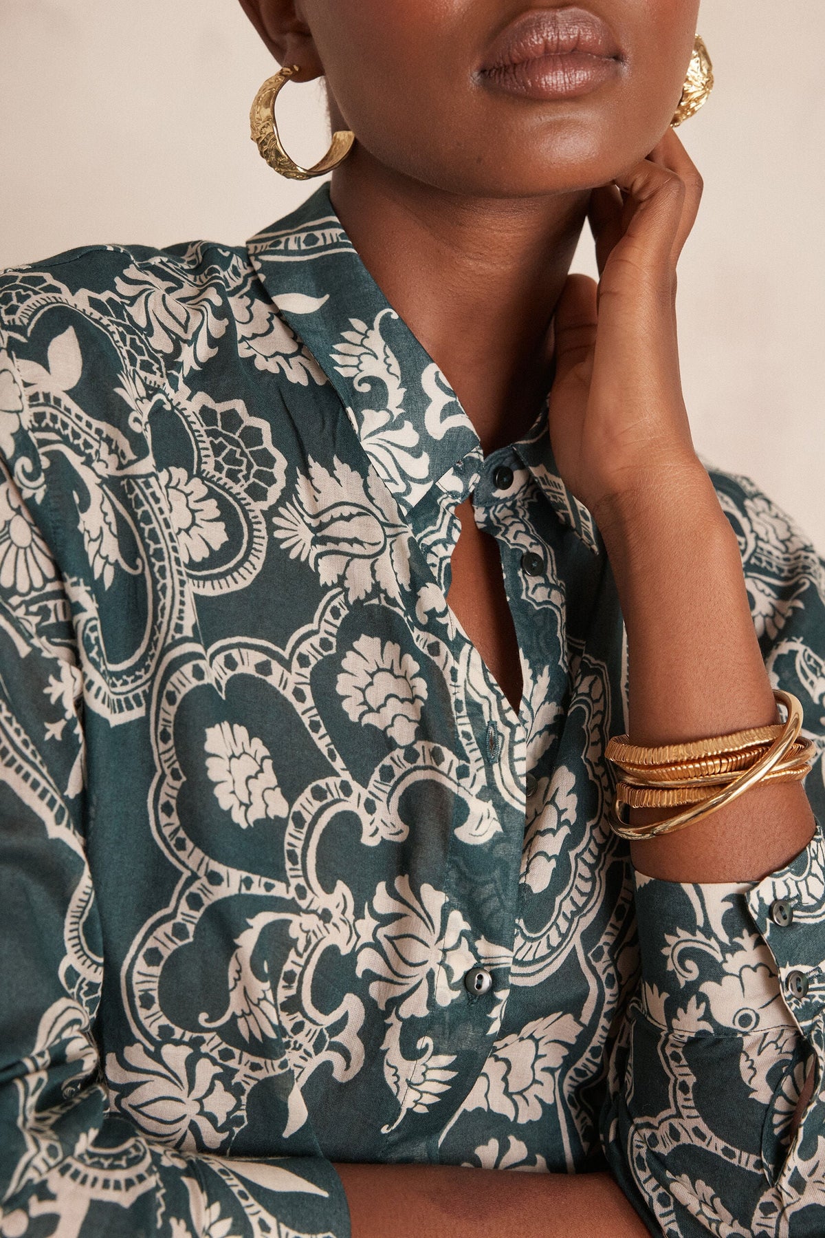 Colette Printed Blouse - English Green