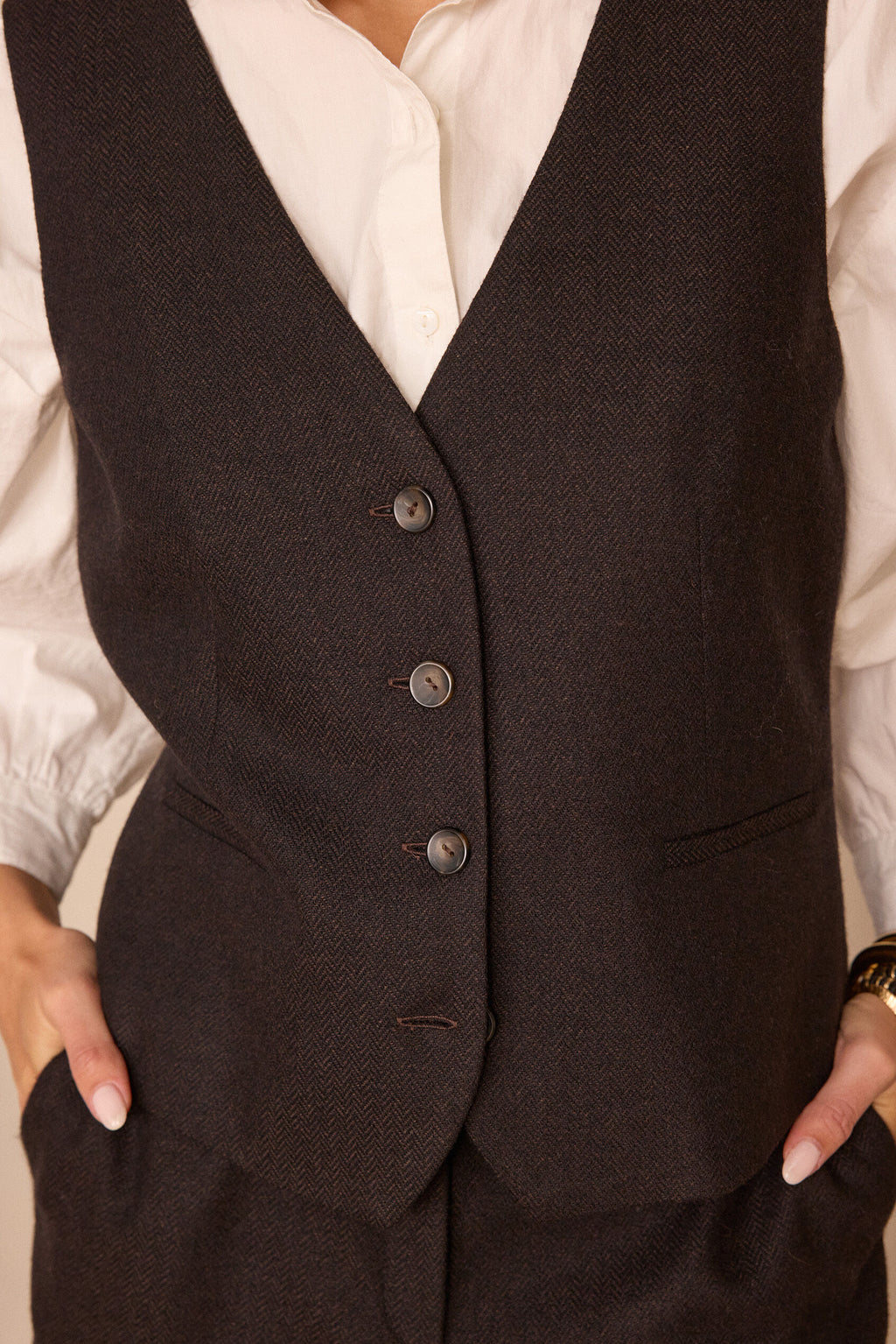 Abel Bis Herringbone Cardigan - Chocolate