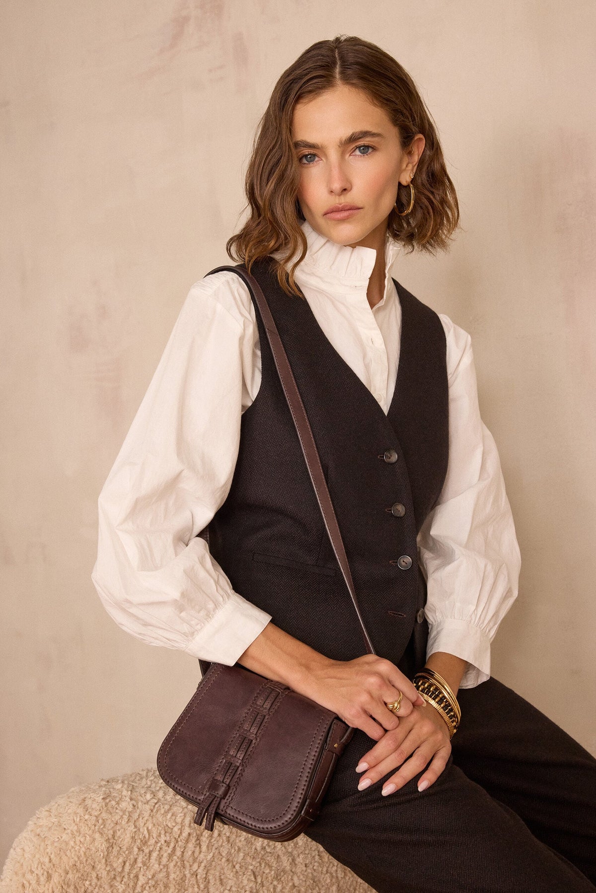 Abel Bis Herringbone Cardigan - Chocolate