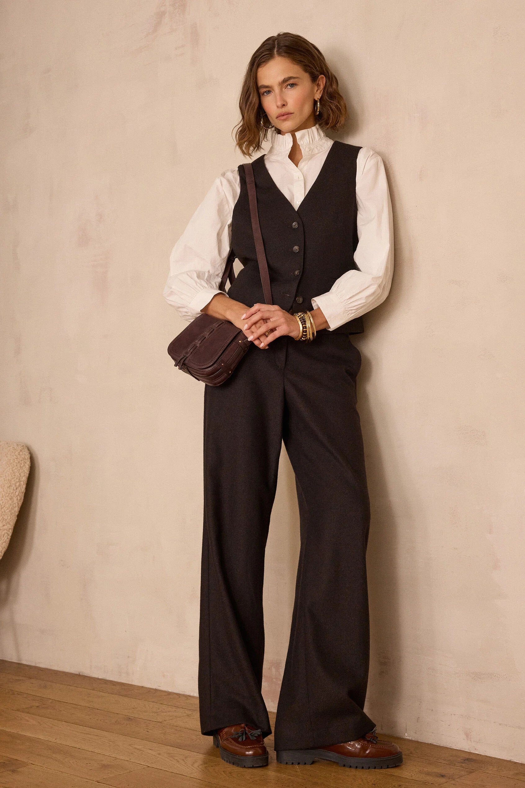 Ferguson Herringbone Trousers - Chocolate