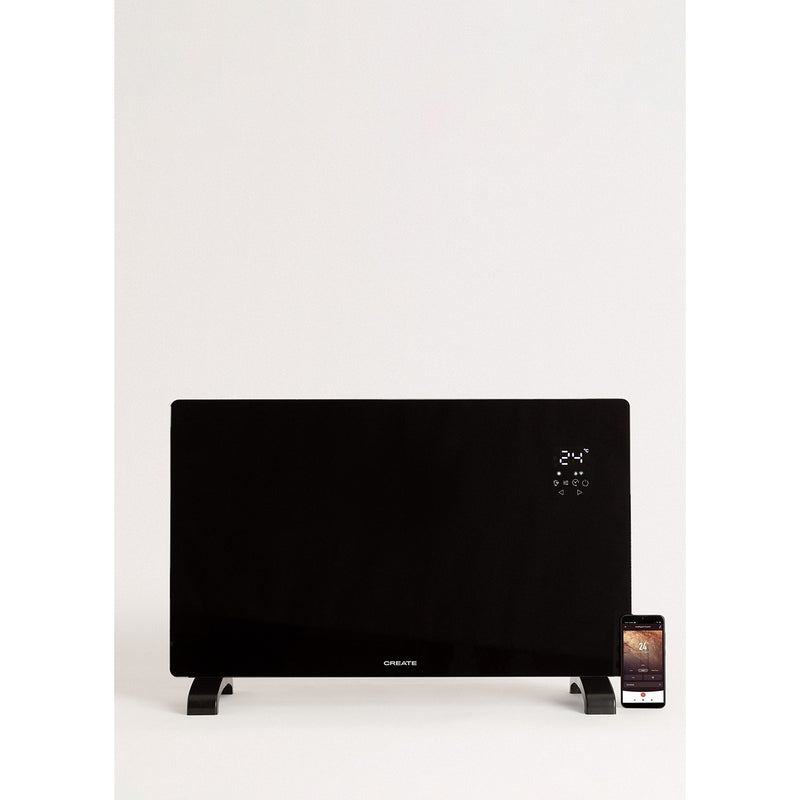 Warm Crystal 2000W - Convector Eléctrico de Vidrio Wifi - Negro