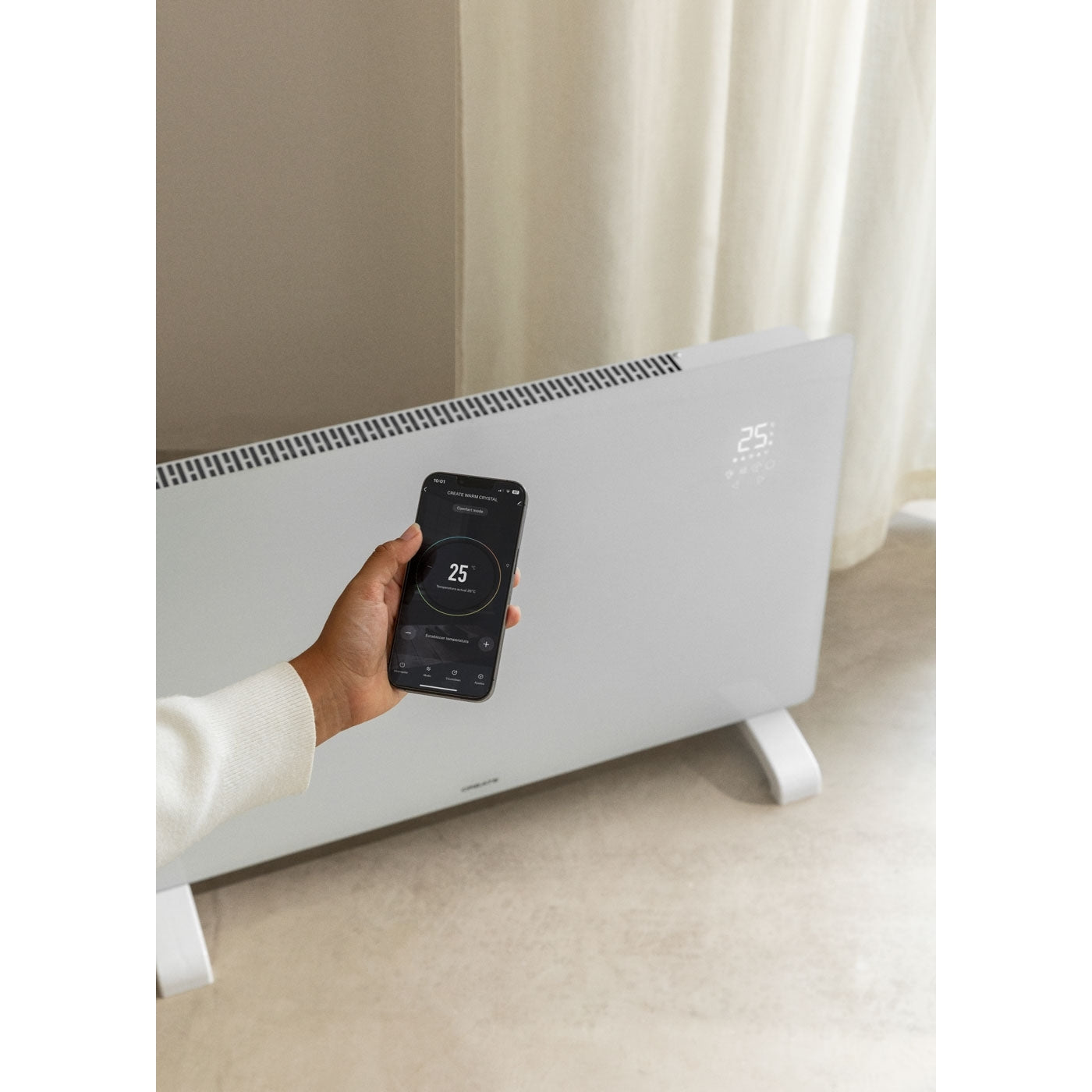 Warm Crystal 2000W - Convecteur Électrique En Verre Avec Wifi - Blanc