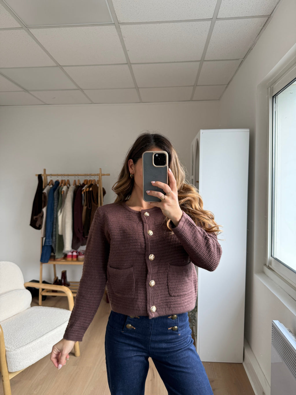 Giulia Chunky Knit Cardigan Chocolate