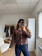 Giulia Chunky Knit Cardigan Chocolate