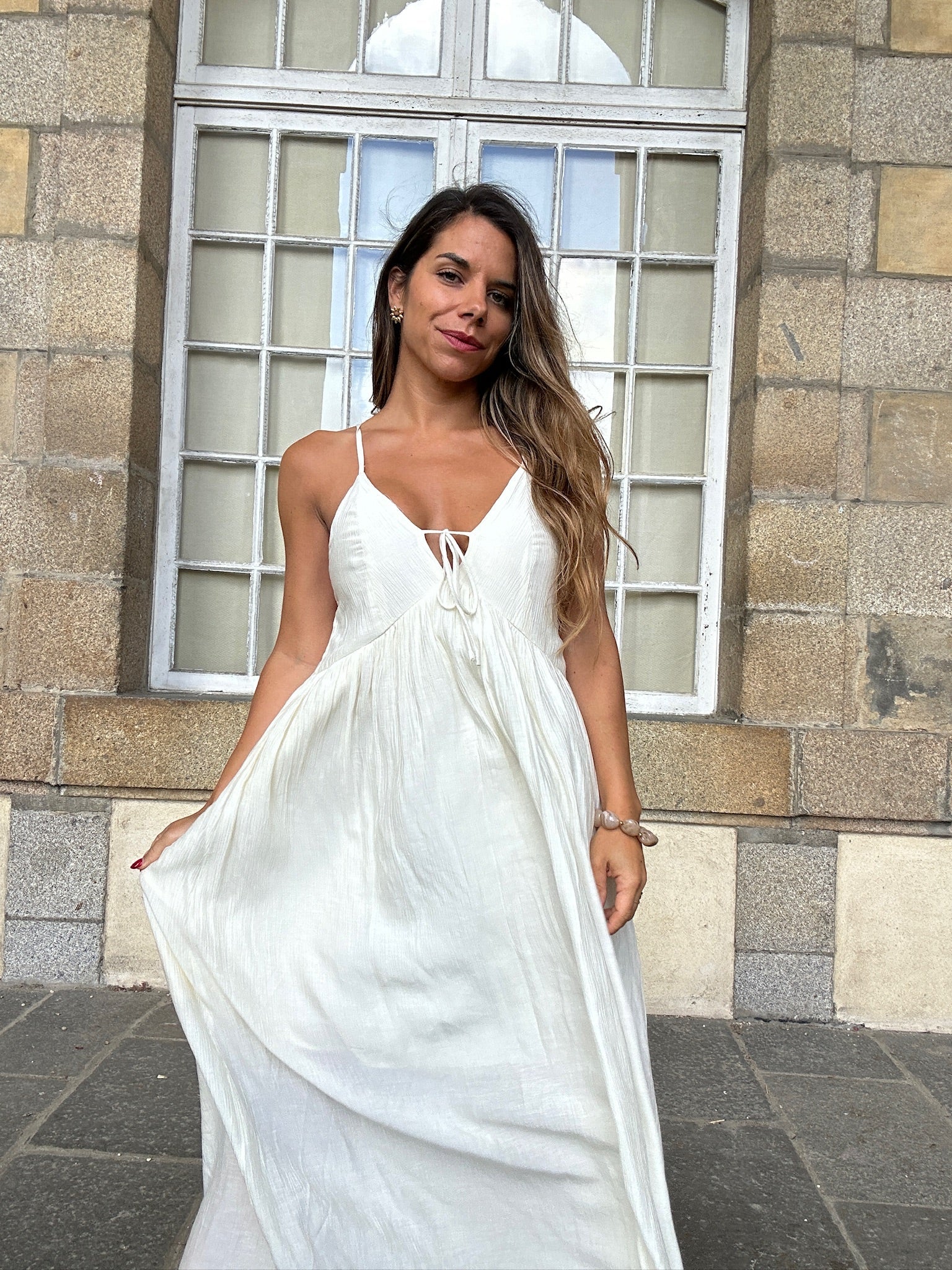 Robe longue Stella écrue