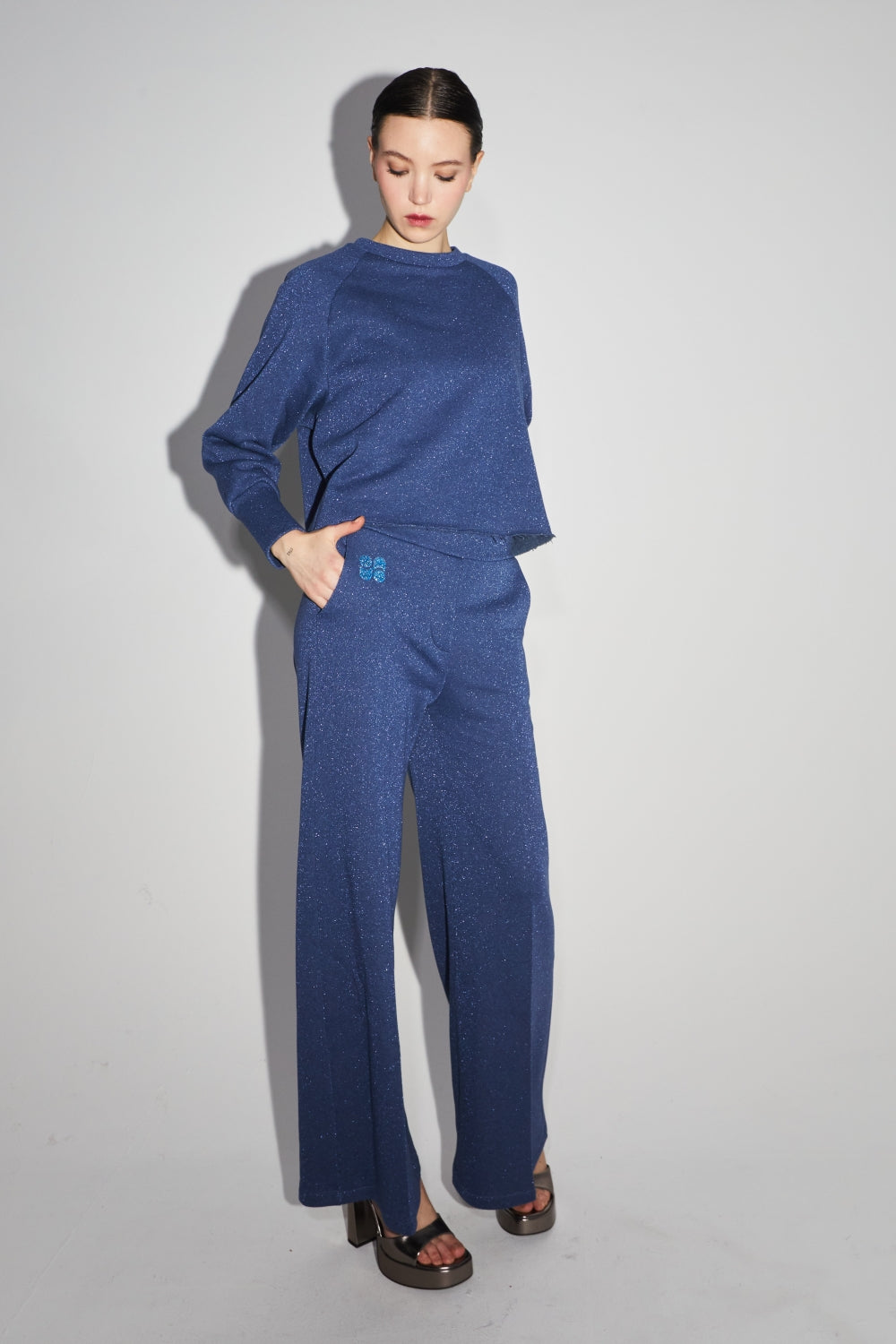 Le Sweatshirt Sofia Jersey Lurex Bleu