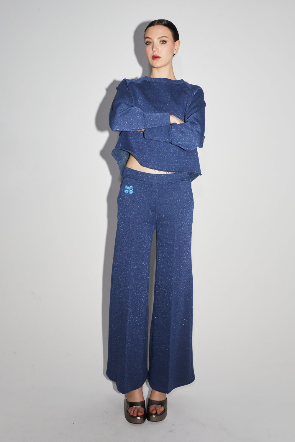 Le Sweatshirt Sofia Jersey Lurex Bleu