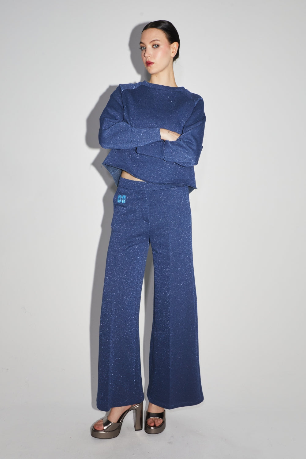 Le Sweatshirt Sofia Jersey Lurex Bleu