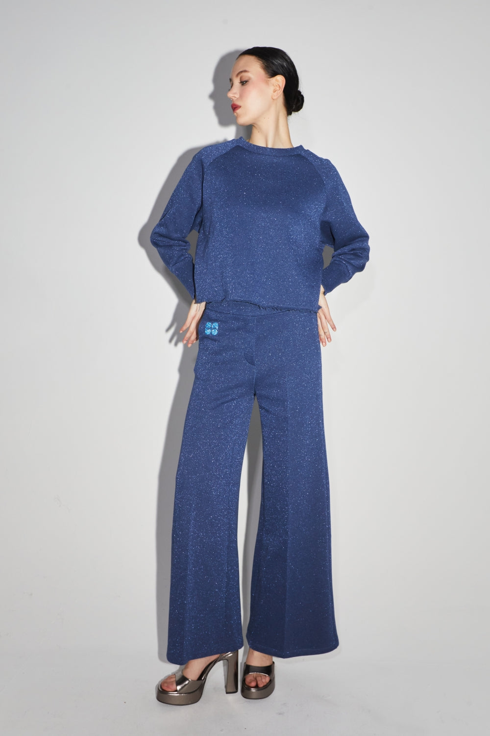 Le Sweatshirt Sofia Jersey Lurex Bleu