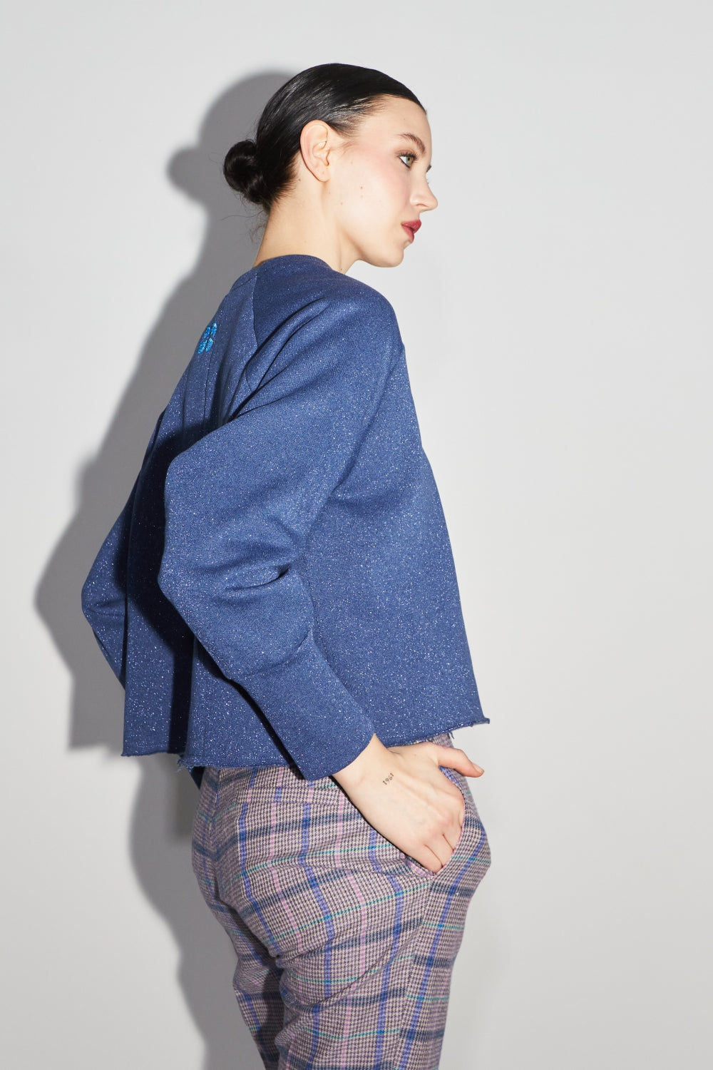 Le Sweatshirt Sofia Jersey Lurex Bleu