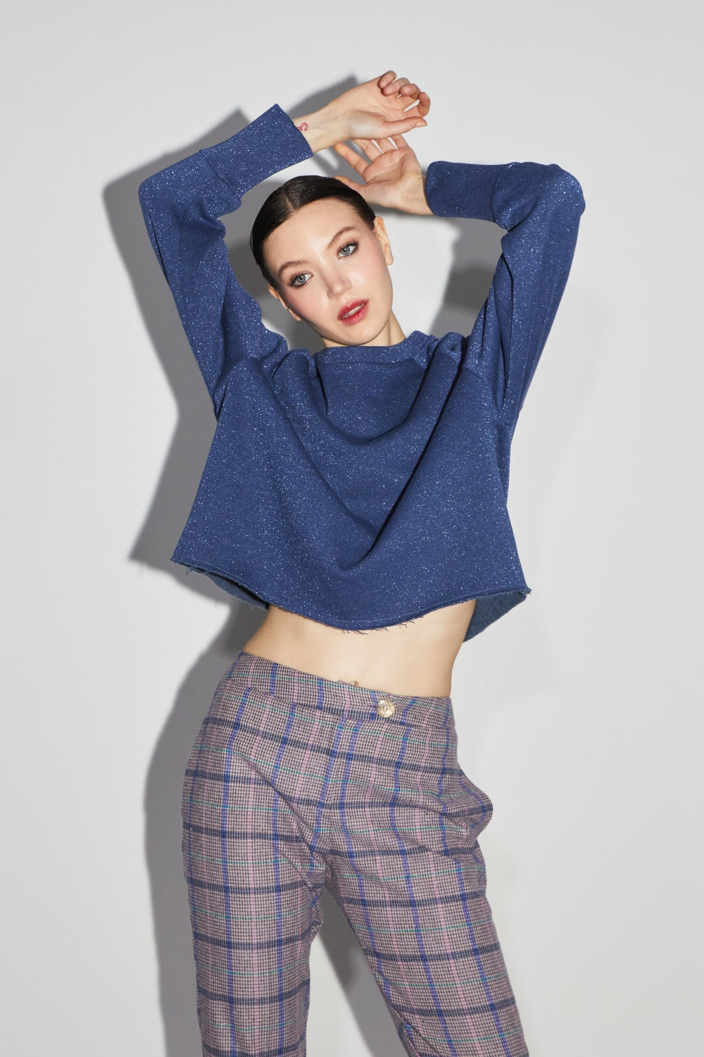 Le Sweatshirt Sofia Jersey Lurex Bleu