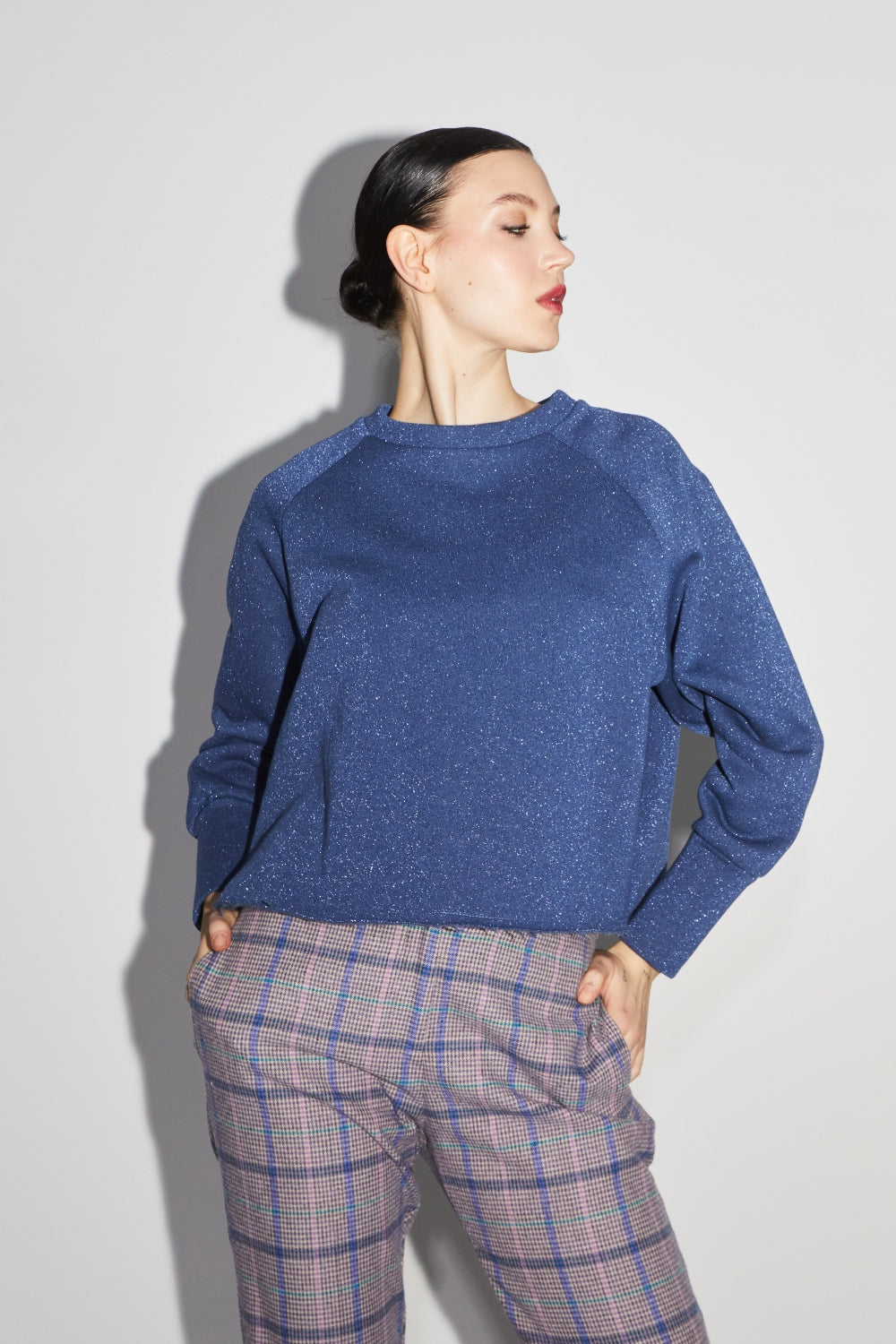 Le Sweatshirt Sofia Jersey Lurex Bleu