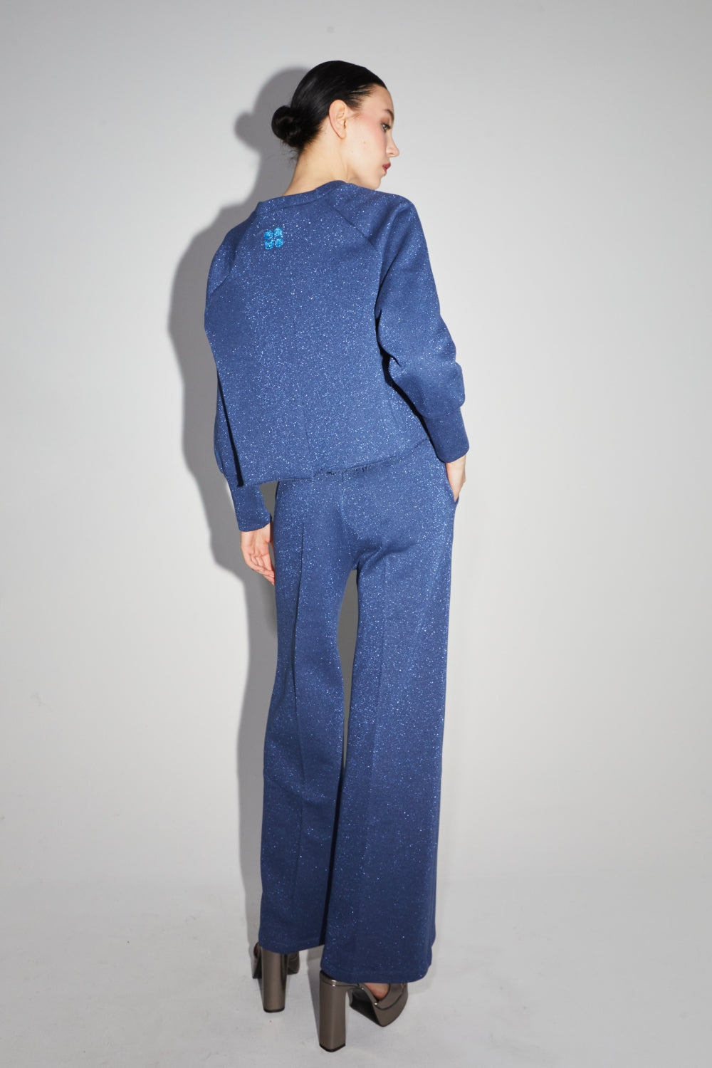 Le Pantalon Neil En Jersey Lurex Bleu
